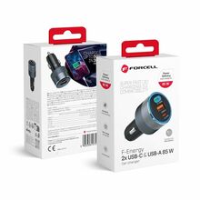 Autolaadija FORCELL F-ENERGY Alu, 2 x Type C + USB A, PD QC4.0 SFC2.0, 85 W, hall