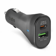 Autolaadija SBS, USB/USB-C, 25 W, must
