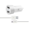Autolaadija Budi, 2 x USB, LED indikaatoriga, koos Lightning kaabliga