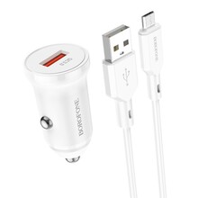 Autolaadija Borofone BZ18, Quick Charge 3.0, 18 W, valge