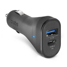 Autolaadija SBS S5609859, USB/USB-C, 15 W, must