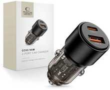 Autolaadija Tech-Protect CC03, 2 x USB, PD 95 W/QC3.0, must