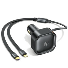 Autolaadija Usams C41, 2 x USB-C, PD, 30 W, kaabliga, must