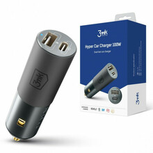 Autolaadija 3MK Hyper Car Charger, 1 x USB-C + 1 x USB-A, 100 W, hõbedane