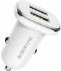 Autolaadija Borofone BZ12, 2 x USB, 2.4 A, valge