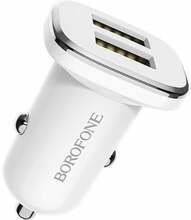 Autolaadija Borofone BZ12, 2 x USB, 2.4 A, valge