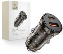 Autolaadija Tech-Protect CC01, 2 x USB, PD 45 W/QC 3.0, must