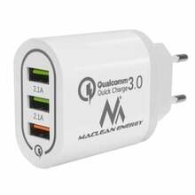 Laadija Maclean Energy MCE479W, 3 x USB, QC 3.0