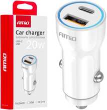 Autolaadija Amio AMiO-03881, USB-A/USB-C, 20 W, 12-24 V