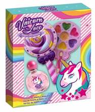 Cartoon Unicorn Love kinkekomplekt tüdrukutele (50 ml EDT + meigipalett)
