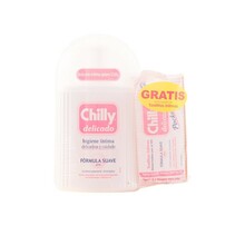 Komplekt Chilly Delicado intiimhügieeni pesugeel 250 ml + niisked salvrätikud 30 tk