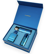 Al Haramain Amber Oud Aqua Dubai kinkekomplekt Extrait de Parfum 75 ml + 30 ml + kehasprei 250 ml