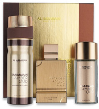 Kingitus unisex Al Haramain Amber Oud Gold Edition Extreme Extrait de Parfum 75 ml + 30 ml + kehahunt 250 ml