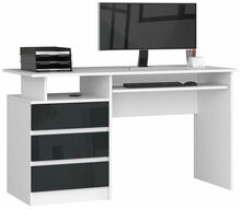 Kirjutuslaud NORE CLP 135, 135 x 70 x 75 cm, valge/tumehall