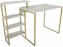 Kirjutuslaud Kalune Design Rino, 322RTC1307, 133 x 60 x 76,8 cm, kuldne/valge