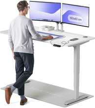 Reguleeritava kõrgusega laud Desktronic HomePro, 160 x 80 cm, hall/valge