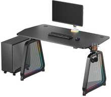 Mängurilaud Ultradesk Booster, 136 x 70,5 cm, 75 cm, must/rgb valgustus