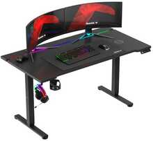 Reguleeritava kõrgusega mängurilaud Huzaro Hero 8.7 RGB, must, 140 cm