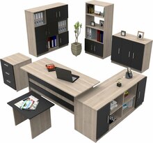 Kontorimööbli komplekt Kalune Design VO19-OB, 140 x 60 x 73,8 cm, antratsiit/pruun