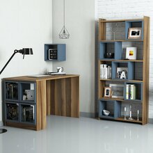 Kirjutuslaud Kalune Design 845, 80 x 22 x 170 cm, pruun/sinine