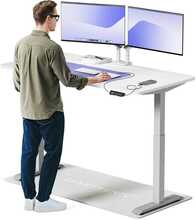 Elektriliselt reguleeritava kõrgusega kirjutuslaud Desktronic HomeOne, 160 x 80 cm, hall/valge