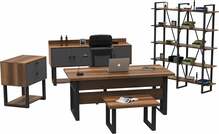 Kontorimööbli komplekt Kalune Design MN10-BA, 73 x 180 x 90 cm, antratsiit/pruun, 5 tk
