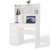 Kirjutuslaud Top E Shop Mijas, vasakpoolne, matt valge, 4 sahtlit, 4 riiulit
