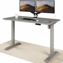 Reguleeritava kõrgusega laud Desktronic, 140 x 70 cm, hall/valge