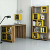 Kirjutuslaud Kalune Design Box, 80 x 22 x 170 cm, pähkel/kollane