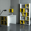 Kirjutuslaud Kalune Design Box, 80 x 22 x 170 cm, valge/kollane