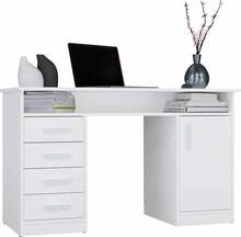 Kirjutuslaud Top E Shop Ada, M-MP-B-ADA-126-BIA, valge, 125 cm, sahtlitega