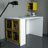 Kirjutuslaud Kalune Design Box 845, valge/kollane