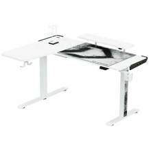 Nurgaga mängurilaud Ultradesk Winger LED RGB, 111 x 155 x 60 cm, reguleeritava kõrgusega, valge