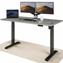 Reguleeritava kõrgusega laud Desktronic, 160 x 80 cm, must/hall