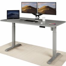 Elektriliselt reguleeritava kõrgusega kirjutuslaud Desktronic HomeOne, 160 x 80 cm, hall/hall