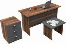 Kontorimööbli komplekt Kalune Design VO9 956LCS2104, 60 x 140 x 73.8 cm, antratsiit/pruun