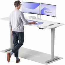 Elektriliselt reguleeritava kõrgusega kirjutuslaud Desktronic HomePro, 200 x 80 cm, hall/valge