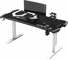 Arvutimängulaud Ultradesk Force Snow White, 166 x 70 cm, valge/must