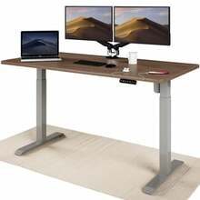 Reguleeritava kõrgusega laud Desktronic, 160 x 80 cm, hallid jalad/pähkel