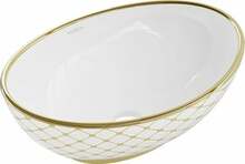 Vannitoa kraanikauss Mexen Elza 21014009, 33 x 40.5 x 14 cm, valge/gold pattern