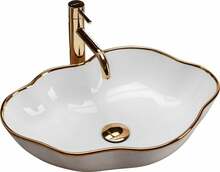 Valamu Rea Pearl, 51.5 x 37.5 x 13.5 cm, valge/kuldne