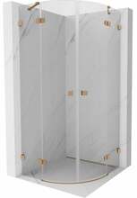 Dušikabiin Mexen Lunar 833-100L-100P-65-00, poolümar, aluseta, 100 x 100 x 200 cm, transparent/brushed copper