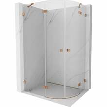 Dušikabiin Mexen Lunar, poolümar, aluseta, vasak, 100 x 90 x 200 cm, transparent/brushed copper