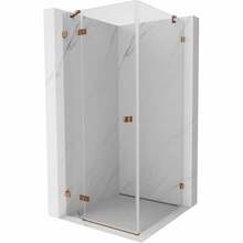 Dušikabiin Mexen Lunar, ruudukujuline, aluseta, vasak, 80 x 80 x 200 cm, transparent/rose gold