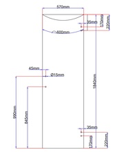 Dušinurga uksed kumerad, 570 x 1840 mm, läbipaistev