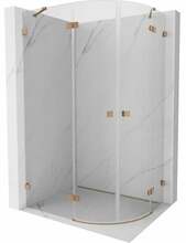 Dušikabiin Mexen Lunar 833-090L-080P-65-00, poolümar, aluseta, vasak, 90 x 80 x 200 cm, transparent/brushed copper