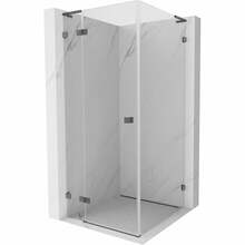 Dušikabiin Mexen Lunar L, ruudukujuline, aluseta, vasak, 80 x 80 x 200 cm, transparent/brushed gun gray