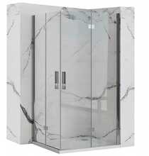 Dušikabiin Rea Molier Chrome Double, nelinurkne, aluseta, 100 x 100 x 190 cm
