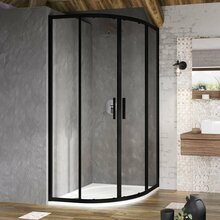 Dušikabiin Ravak Blix Slim BLSCP4, poolkaar, 90 x 90 x 195 cm, must + klaas transparent