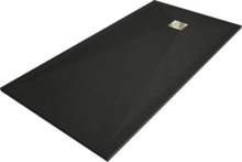Ristkülikukujuline dušialus Mexen Stone+, 180 x 80 cm, must kuldse kattega